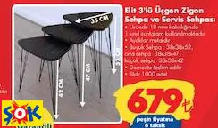ELİT 3'LÜ ÜÇGEN ZİGON SEHPA VE SERVİS SEHPASI